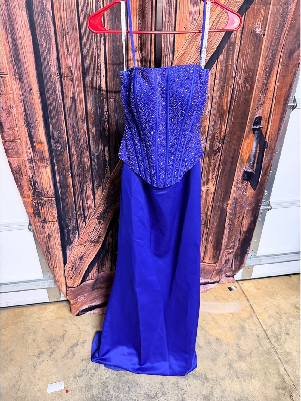 Le Gala by Mon Cheri Royal Blue Beaded Evening Gown Size 6